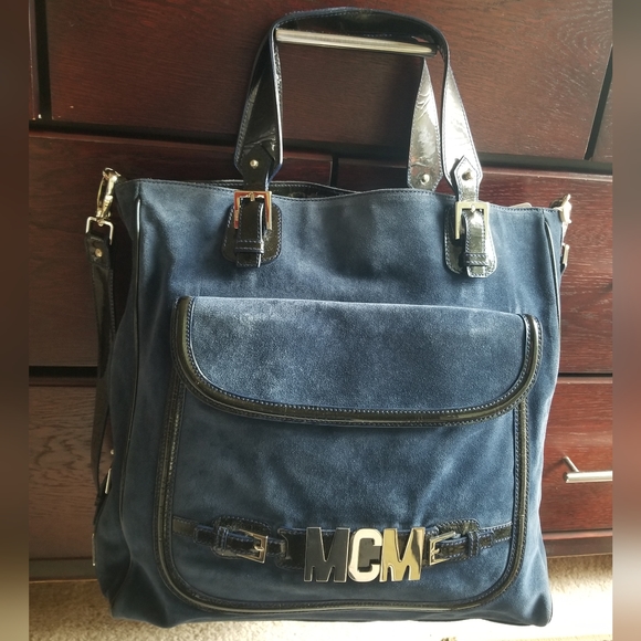 Rare MCM super blue suede 2 way bag - Picture 2 of 16